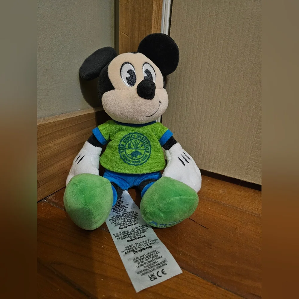 Disney's The Dino Institute themed Mickey Mouse green and blue small plush